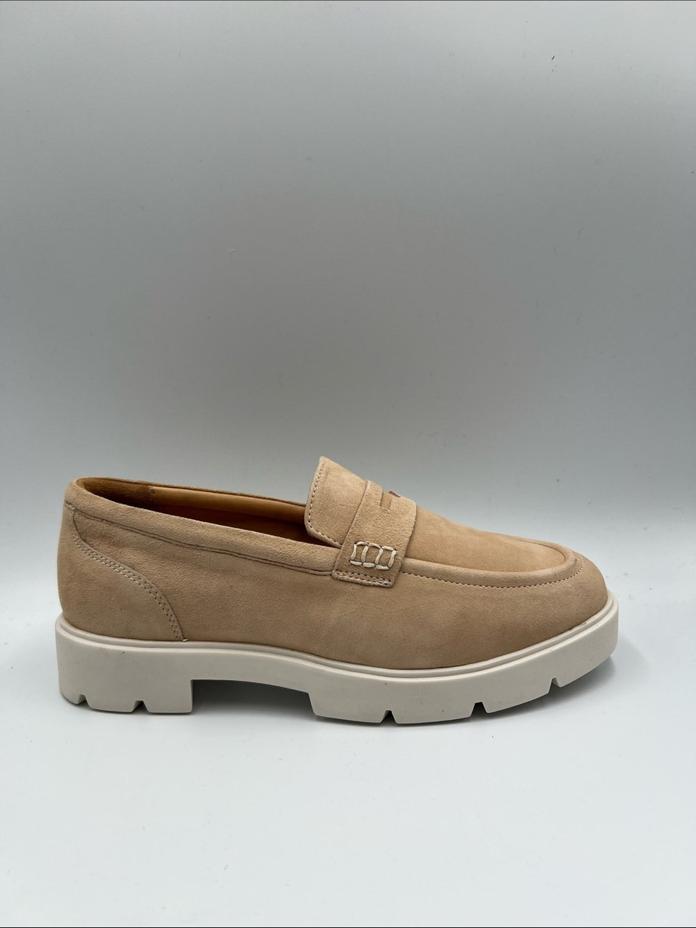 Abeo Boulevard chunky loafer shoe suede leather sand tan penny comfort women 6.5